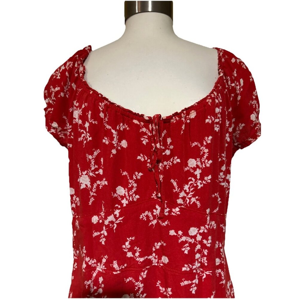Abercrombie Fitch Floral Dress Puff Sleeves Smocking Peasant Milkmaid Dress XL - Picture 7 of 12